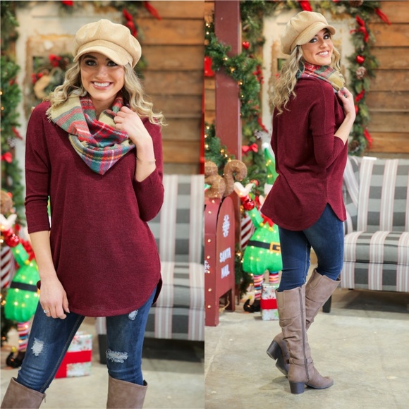 LAST ONE! Burgundy Dolman Tunic - Picture 2 of 3